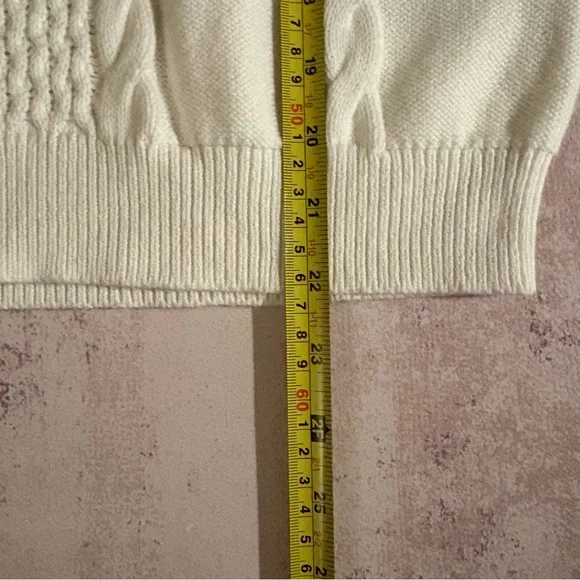 J. Crew cable knit heart sweater 100% cotton white crewneck size M - Picture 10 of 15